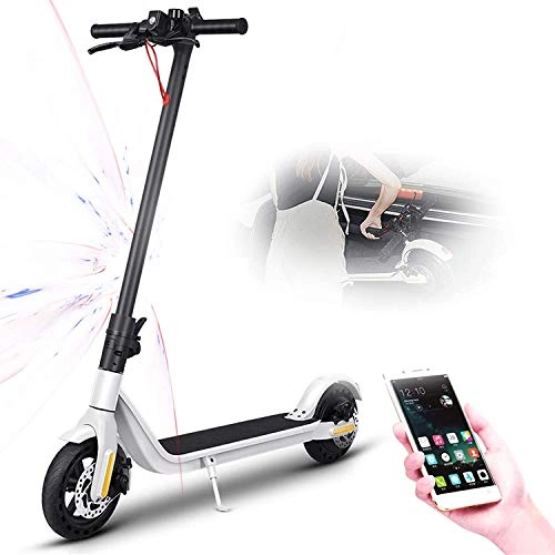 Electric Scooter : XINHUI Adult Electric Scooter, Foldable E Scooter APP Control with Cruise Control System 10.4AH 350W 8.5 Inch Honeycomb Brake Run-Flat Tires, White