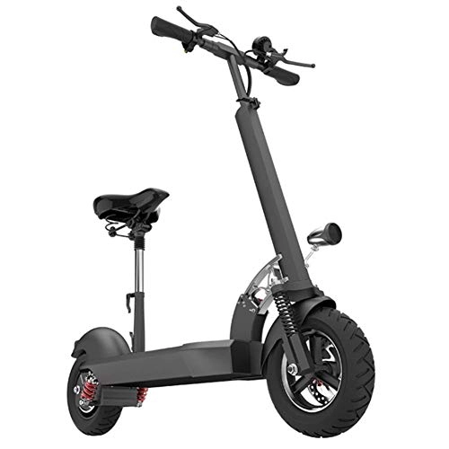 Electric Scooter : XYDDC Foldable Electric Scooter, 10 Inch Air Filled Tires Speed 21.7 MPH Motor Powerful Electric Scooter for Adult Youth, Black, 9miles