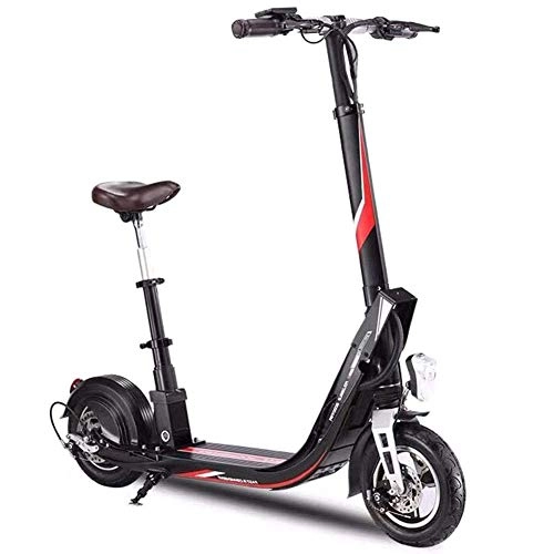 Electric Scooter : XYDDC Foldable Portable Electric Scooter with Folding Seat 10'' 160Kg Load 25Km / H for Working Commute Downtown Travel, E-Scooter, Black, 55~70km