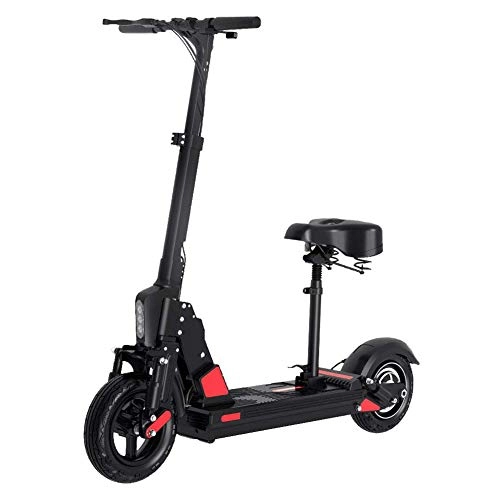 Electric Scooter : XYDDC Foldable Scooter Electric-Scooter with Seat 10 '' Electric Scooter 350W, Up To 30Km / H, Adjustable Height Kick Scooter, Black, 60~70KM