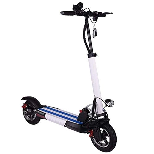Electric Scooter : Y&XF Electric Scooter, Ultra-Lightweight Folding Electric Scooter for Adults, 50 Miles Long-Range Battery Up to 25 MPH with LED light and Smart dashboard Commuting Scooter, White, 20~30KM