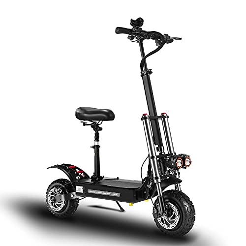 Electric Scooter : YIZHIYA Electric Scooter, 11" Folding Adult E-Scooter with Seat, 60V 5400W Dual Drive, Hydraulic shock absorption, All terrain City Cruising Off-Road Scooter, 28AH cruising range 60~70km