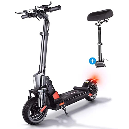 Electric Scooter : YJF-MRY Folding Electric Scooters Adults with Seat, 500W Motor / 45KM Long Range / Max Speed 31MPH / 48V 13Ah / 10 Inches Pneumatic Tires / E Scooters with LCD Display Screen LED Turn Signal