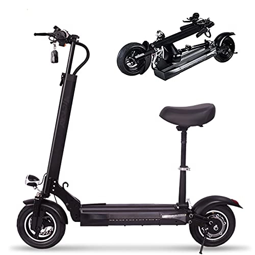 Electric Scooter : YMXLXL Electric Scooters Adult, Folding Electric Scooter with Seat, 3 Speed Modes, 10 Inch Off-Road Tires, 350W Motors Max Speed 35Km / H, LCD Display Screen, Commuter Electric Scooter for Adults