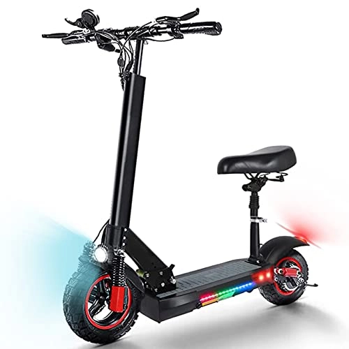 Electric Scooter : YX-ZD Adult Off-Road Electric Scooter with Seat, 48V / 16Ah Li-Ion Large Battery, 55 Km Long Range, 500W Motor, 10" Off-Road Tires Foldable Fast Commuter Scooters