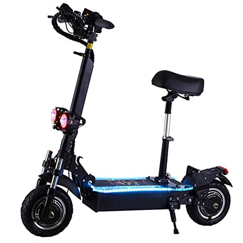 Electric Scooter : YX-ZD Foldable Electric Scooter Adult Off Road Electric Scooter 60V 24Ah Li-Ion Battery Max Speed 60Km / H, 1200W Dual-Drive Motor 10.5 Inch Off-Road Tires Fast Commuter E-Scooter