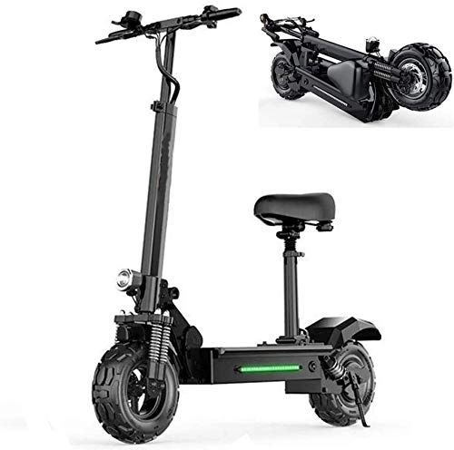 Electric Scooter : YZ-YUAN Portable Electric Scooters 500W Outdoor Riding Scooter Electric Off-road Tires Foldable Commuter Scooter With Seat, Motor 48V 28.6Ah Battery Maximum Speed 55km / H Electric Scooter With Seat