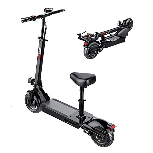 Electric Scooter : ZHAORU Electric Scooter for Adults with 500W Motor, Folding Electric Scooter Offroad with Pneumatic Tires, Stylish and Bright LED Lighting