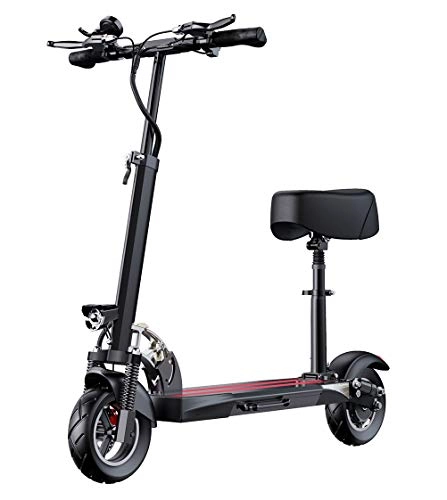 Electric Scooter : ZHHAOXINPA Portable Electric Scooter, Folding E Scooter for Adult, Up to 45km / h, LCD Display, Maximum Load 200kg, 10 Inch Pneumatic Tire, Dual Brake, Front LED Light Warning Taillight for Men Women