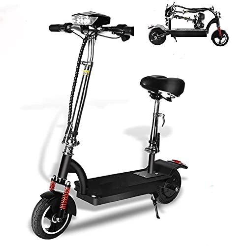 Electric Scooter : ZTBGY Electric Scooter, eletric Scooter Adult with Seat, 8''Tyre Folding Off Road Motorized Scooter with 3 Speed Modes Endurance 60km Up To 25mph, Electric Kick Scooter for Adult & Teens Black