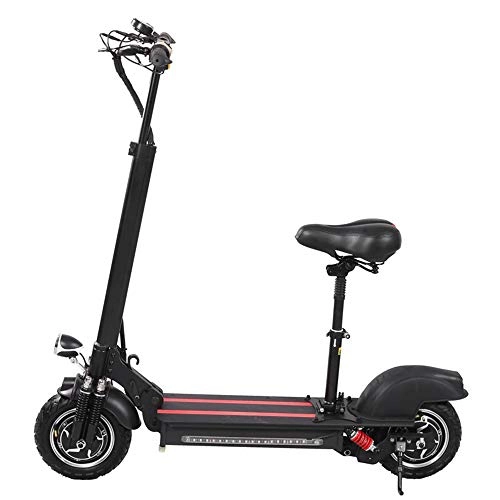 Electric Scooter : ZXCVBNAS Adult Electric Scooter, Up To 40 Kilometers Long, 10 Inch Solid Tires, Foldable and Commuting Adult Electric Scooter with Seat