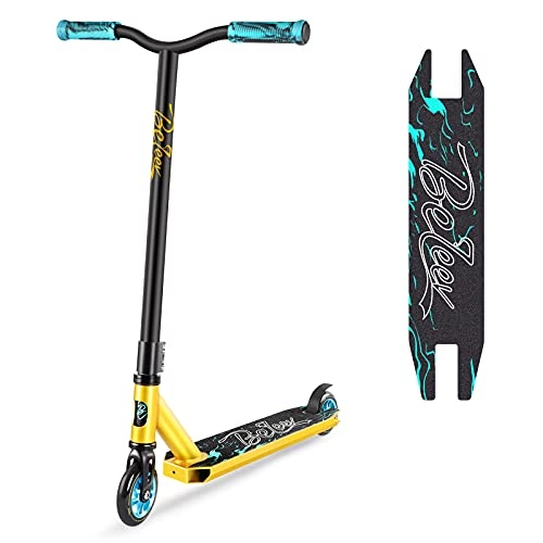 Scooter : BELEEV Stunt Scooter, Complete Pro Trick Scooter for Kids Boys and Girls, 100mm Aluminium Core Wheels and ABEC-9 Entry Level Freestyle Kick Scooters for Beginner and Adults (Teal)