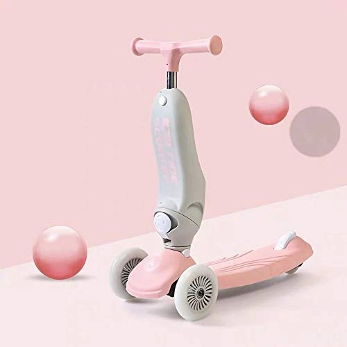 Scooter : BYOUQ 2 In 1 3 Wheel Scooter, for Boys Girls Adjustable Kick Scooter For Kids With PU Flash Wheel Self Balancing Scooters Can Sit Anti-collision From 2 To 10 Years Old Young Children