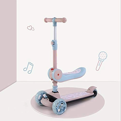 Scooter : BYOUQ 2 In 1 Stand Cruise Kick Scooters, Child / Toddlers Toy Folding 3 Wheeled Scooter 3 Gear Adjustment Handle, Flashing Wheel Lights Balance Scooter For 2-12 Year Old For Boys / Girls