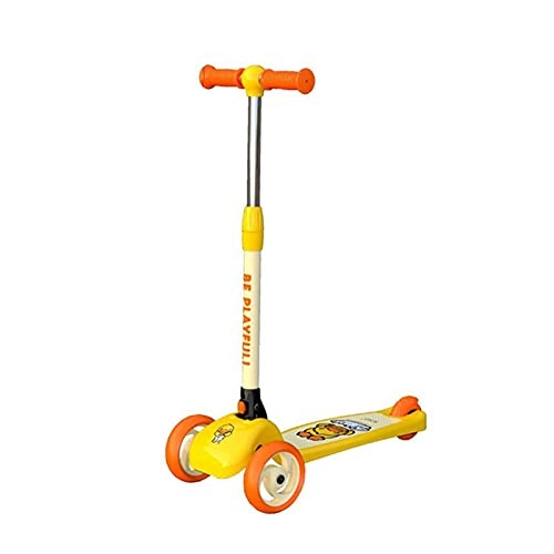 Scooter : Children's Scooters Children's Scooter Boys And Girls 3 Wheel Skateboard One-click Folding Flashing Wheel Height-adjustable Children's Bike Convenient and Practical ( Color : Yellow , Size : Small )