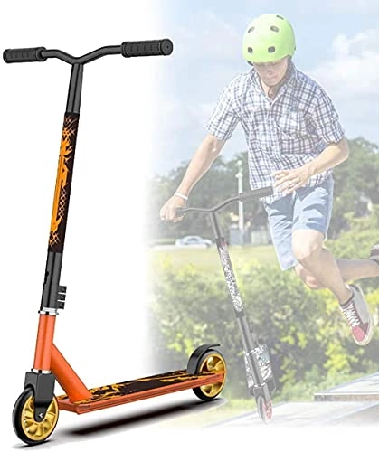 Scooter : Cool stunt cars extreme sports scooter two wheels pedal scooter with 360 ° rotation / easy to use / frosted / non-slip for teenage children-aluminum core wheel yellow