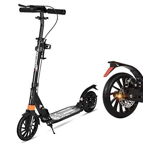 Scooter : Erru Kick Scooters with Large 200mm Wheels, Adults / Teens Scooters for Boys / Girls, 220 Lbs Capacity, Height Adjustable Handlebar, Black