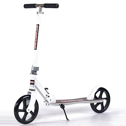 Scooter : jiashibohong 2 Wheeled Adult Commuting Scooter, Anti-Slip Deck Handbrake And 20cm PU Wheel Adult Foldable Kick Scooter, White