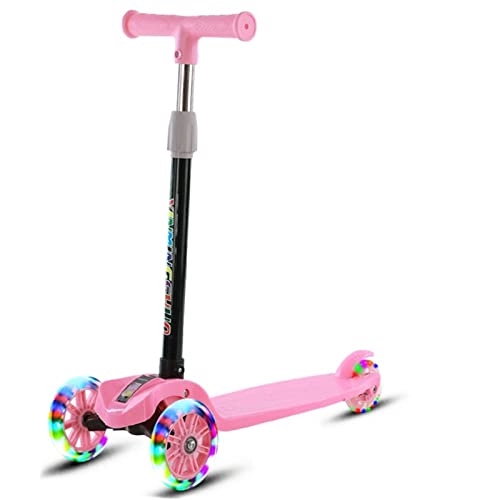 Scooter : JUSTPENGHUI Foldable Adjustable Height 3 Wheel City Scooter Gift Scooter Three Wheel Folding Scooter (Color : Pink)