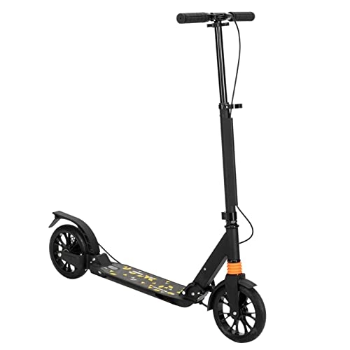Scooter : JUSTYINUO Handbrake Wheel Height Adjustable Portable Folding Black Adult Pedal Scooter With Shock Absorber
