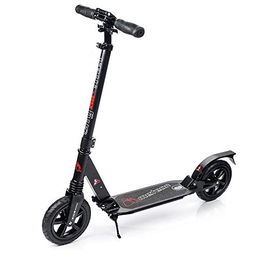 Scooter : Kick Scooter Titanium Big Air Wheel 200 mm City Scooter Folding In-Line Scooter for Adults & Children Toy Very Durable - Up to 100 kg Adjustable Height Pumped Wheels (Black)