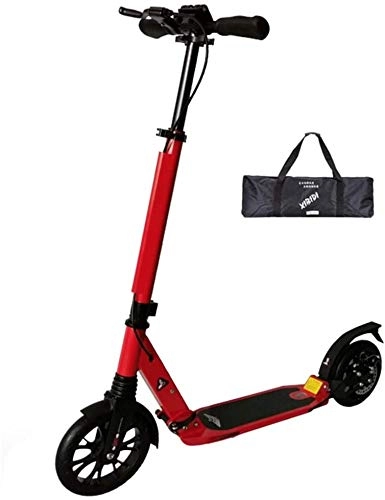 Scooter : LLNZQ Adult scooter Adult Kick Scooter With Disc Handbrake And Big Wheels Folding Dual Suspension Commuter Scooter With Carry Bag - Supports 220lbs (Color : Red)