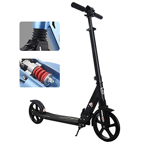 Scooter : LXLA Portable Folding Adult Kick Scooter with Kickstand, Dual Suspension Unisex Push Scooter f Commuting / Leisure / Transportation, Gift for Girls and Boys (Color : Black)