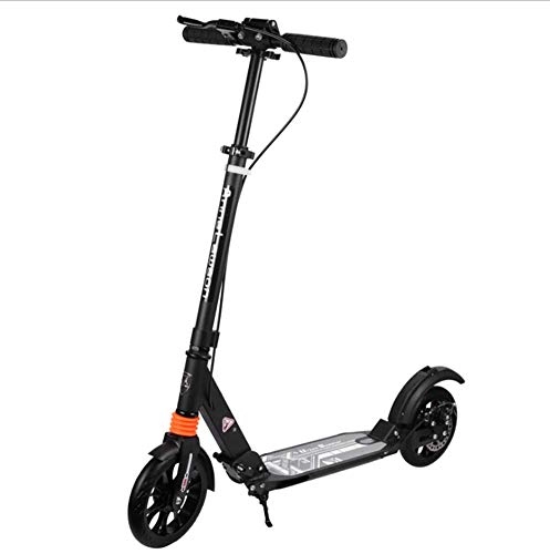 Scooter : MELKEVDY Adult Scooter, Lightweight Easy Folding Kick Scooter Street Push Scooter with Dual Suspension Adjustable Handlebar, 200Mm Wheels, Double Brake + Double Shock Absorption, Black