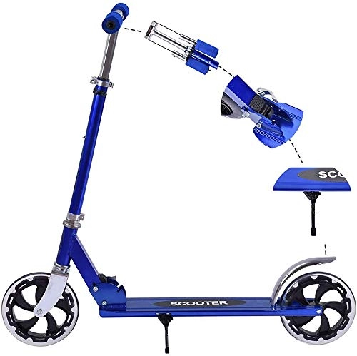 Scooter : OFAY Foldable Kick Scooter, Adjustable Height Handlebars 2 Big Wheels 200Mm Reinforced Deck for Adults Teens, with Brake System & Oversized Wheels Max 220 Lbs
