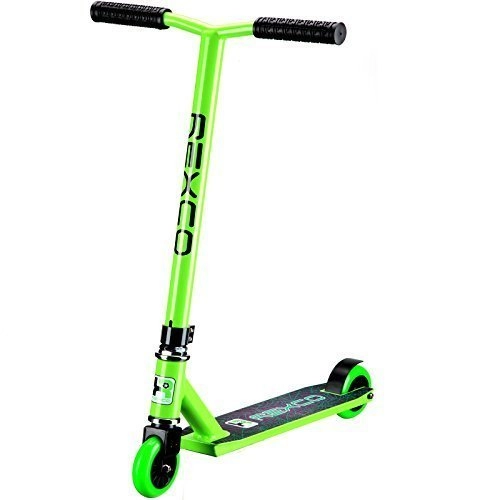 Scooter : Rexco Fixed Bar Pro Stunt Scooter Street Jump Push Trick Kids Childrens Adults Abec-7 Bearings (Green)