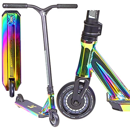 Scooter : Root Industries Invictus Stunt Scooter Height 85 cm Rainbow Oilslick Neochrome + Fantic26 Sticker