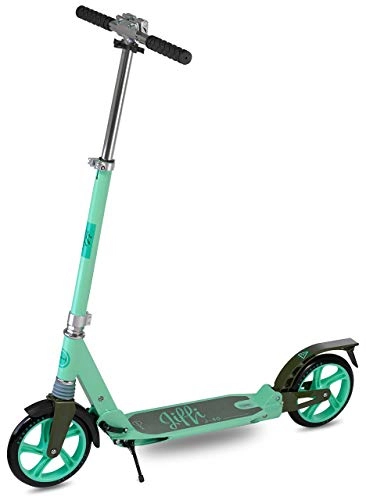 Scooter : Scooride Jiffi J-40 Adult Scooter Big Wheel, Foldable and Portable Adjustable Height for Teens Adults Kick Scooter, Extra Large 2 Wheel Scooter, Green, SRJ01-GN