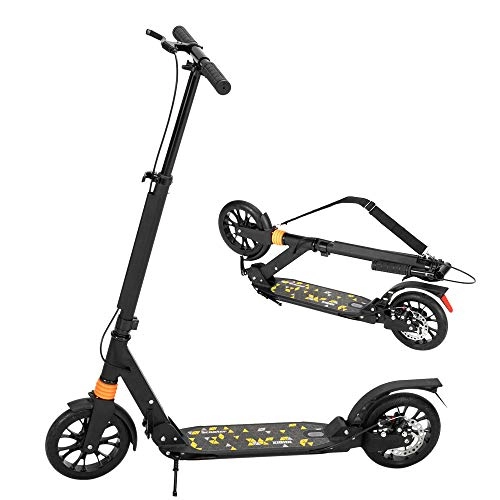 Scooter : Scooter For Adult&Teens, 3 Height Adjustable Easy Folding Double Shock Absorber (Black)