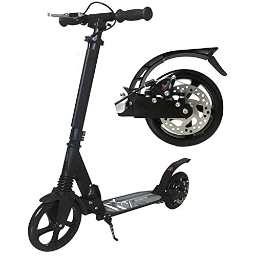 Scooter : THj Scooters Kick Scooters Outdoor Riding Portable Scooter-Adult Kick Scooter with Disc Hand Brake, Double Suspension Folding Glider, 2 Large Rubber Wheels and Adjustable Height, Support 330 Lb, White