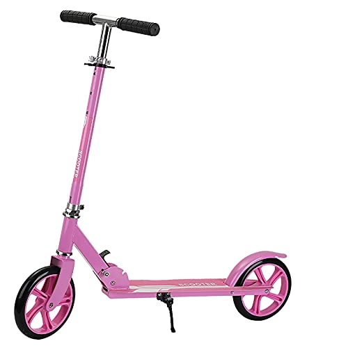 Scooter : wxf Scooter 2 Wheels Folding Single Foot Adult Scooter Non-slip Deck Suitable 200mm PU Wheels For Teenagers Over 8-15 Years Old To Ride(Pink Thicker Section)