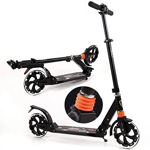 Scooter : XBSLJ Kick Scooter, Kids Scooter Adult Kick Scooter Wheels Lightweight Folding & Adjustable Handle with Dual Suspension and Big Supports 220lbs-Black