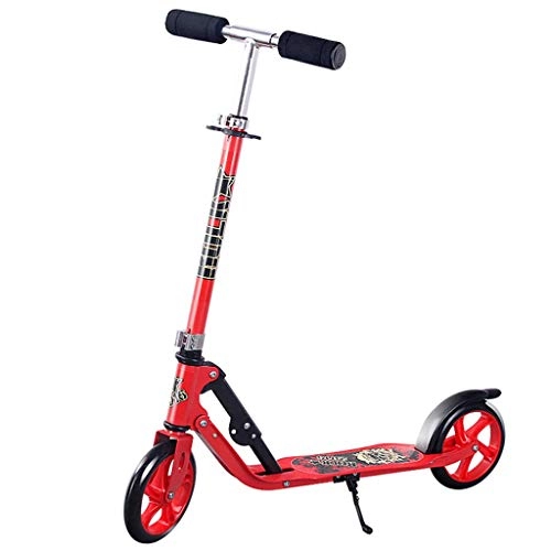 Scooter : XUEYING-KickScooter Children's Scooter 6-12 Years Old Male And Female Children's Youth Single-legged Folding Adult Two-wheeled Scooter (color : RED)