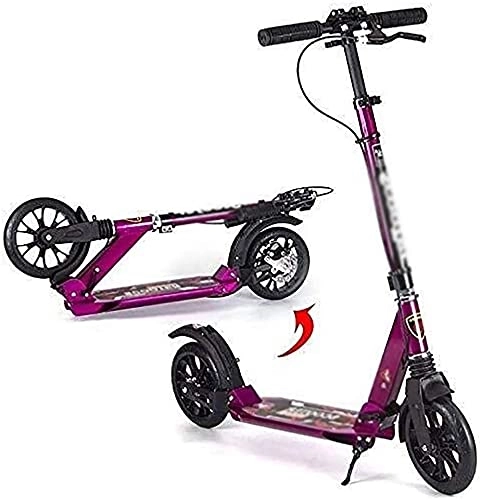 Scooter : YAOJIA Foldable Kick Scooters Foldable Adult Scooter | Lightweight Portable Push Scooter With 4 Levels Of Height Adjustment Handle | 200mm Big Wheels For Adults Teens Ages 12+ (Color : Purple)