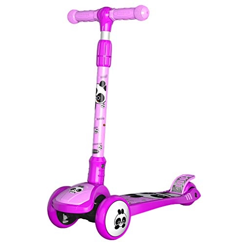 Scooter : ZHIHUI Scooter Equipment Foldable Kick Scooter Kids Ages 3-12 Back Wheel Brake Adjustable Lean-to-Steer Handlebar Lean To Steer Kick Scooters (Color : Pink)