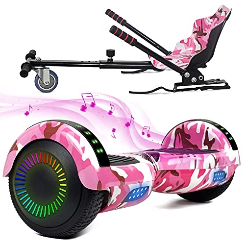 Self Balancing Segway : FLYING-ANT Hoverboard with Seat Attachment, 6.5" Two-Wheel Hoverboards with Bluetooth Speaker and Colorful Lights, Hoverboard with Go Kart for Kids Gift