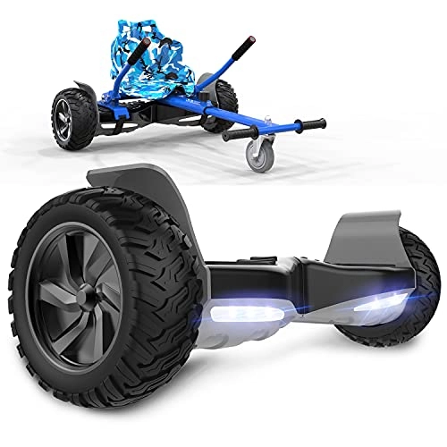 Self Balancing Segway : GeekMe Hover Scooter Board with Hoverkart 8.5 '' Off road self balancing scooter for all terrains with powerful engine Bluetooth + Hoverkart (Black+Blue)
