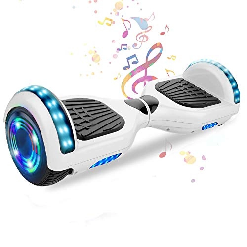 Self Balancing Segway : HappyBoard 6.5 Inch Self Balancing Electric Scooter Segway with Bluetooth Speaker, LED Light and Storage Bag for Kids and Adult (White)