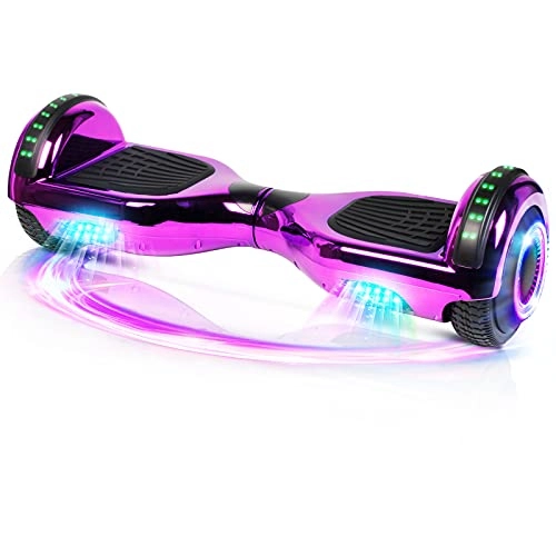 Self Balancing Segway : Hoverboard, 6.5" Self Balancing Scooter Hover Board with Wheels Bluetooth Speaker LED Lights for Kids Adults (Purple)