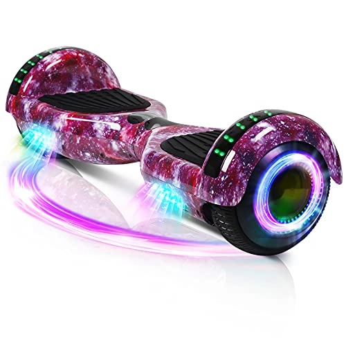 Self Balancing Segway : Hoverboard, 6.5" Self Balancing Scooter Hover Board with Wheels Bluetooth Speaker LED Lights for Kids Adults (Purple Star)