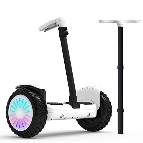 Self Balancing Segway : LJ Electric Scooter, Self Balance Electric Scooter, Two-Wheel Electric Scooter with Pole Smart Bluetooth Led Off-Road Balance Car Outdoor Gift, White, White