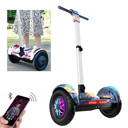 Self Balancing Segway : LUO Electric Balance Car, 10" Self Balancing Scooter Two Wheel Smart Self Balance Electric Balance Car, with Bluetooth Speaker, Flashing Wheels, Safety Handrail with Adjustable Length for Kids and Adul