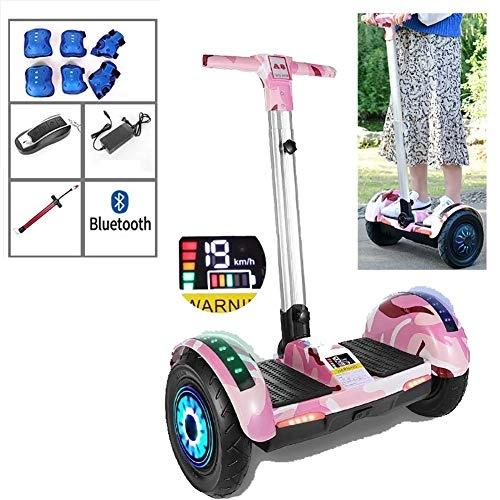 Self Balancing Segway : LUO Electric Balance Car, Smart Self-Balancing Electric Scooters 10" with Wireless Remote Control and Adjustable Length Safety Handrail, with Bluetooth Speaker, for Kids and Adults+ a Set of Protectiv