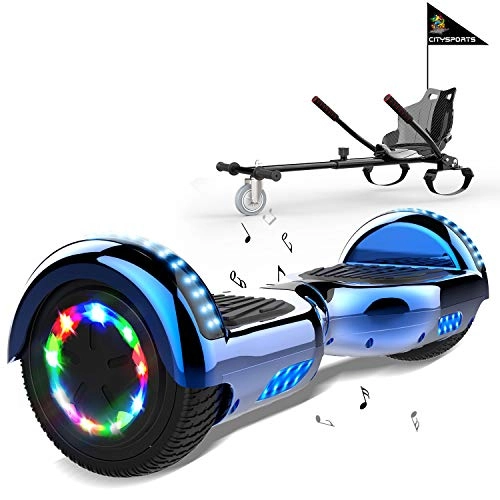 Self Balancing Segway : MARKBOARD Hoverboards with seat, Hoverboards with hoverkart, Hoverboards Go kart, 6.5 inch Self Balancing Electric Scooter, with LED Lights and Bluetooth Speaker, with Go-kart Seat, Children gifts