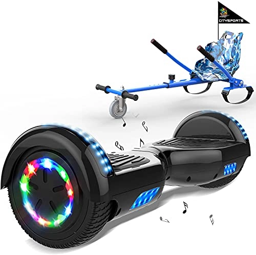 Self Balancing Segway : MARKBOARD Hoverboards with seat, Hoverboards with hoverkart, LED Lights and Bluetooth Speaker, Self Balance Scooter with Hoverkart 6.5 Inches Hoverboards, Gift for Kids and Adult