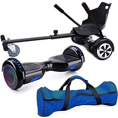 Self Balancing Segway : Nero Sport Bluetooth 6.5" Hover Scooter Board Self Balance with Hoverkart Go-Kart attachment bundle combo - Includes carry bag (Black)